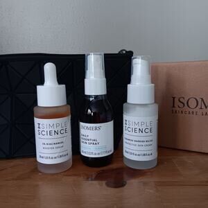 4 Set Isomers Simple Science 5% Niacinamide + Ceramide Cream + Skin Spray + Bag